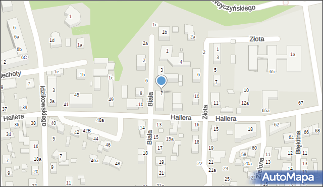 Toruń, Biała, 7, mapa Torunia