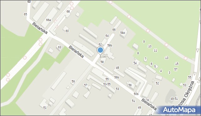 Toruń, Bielańska, 58a, mapa Torunia