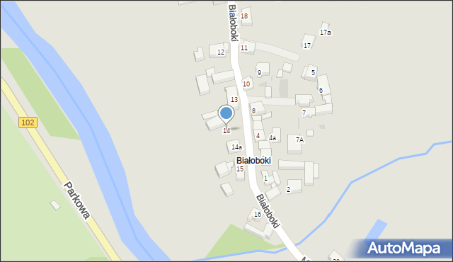 Trzebiatów, Białoboki, 14, mapa Trzebiatów