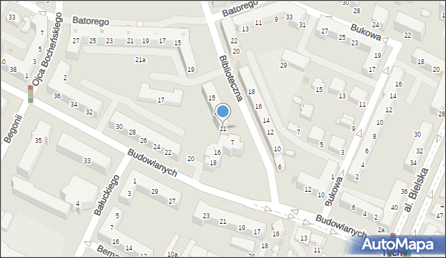 Tychy, Biblioteczna, 11, mapa Tychów