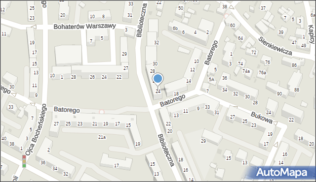 Tychy, Biblioteczna, 24, mapa Tychów