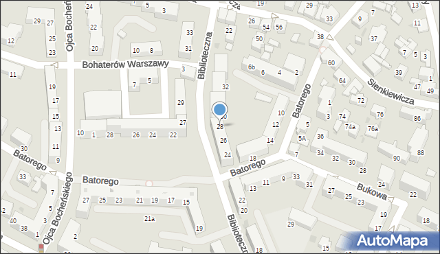 Tychy, Biblioteczna, 28, mapa Tychów