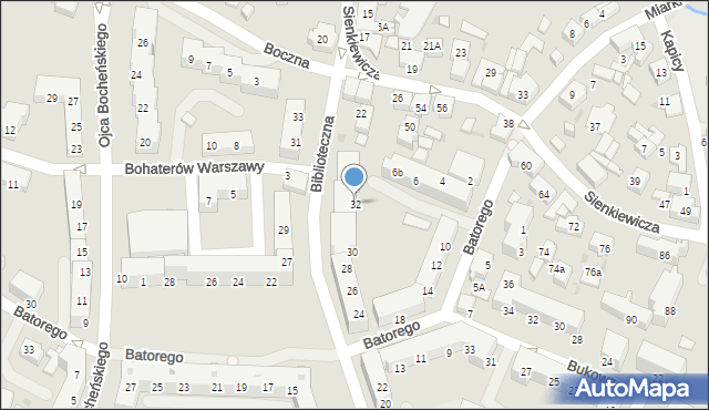 Tychy, Biblioteczna, 32, mapa Tychów