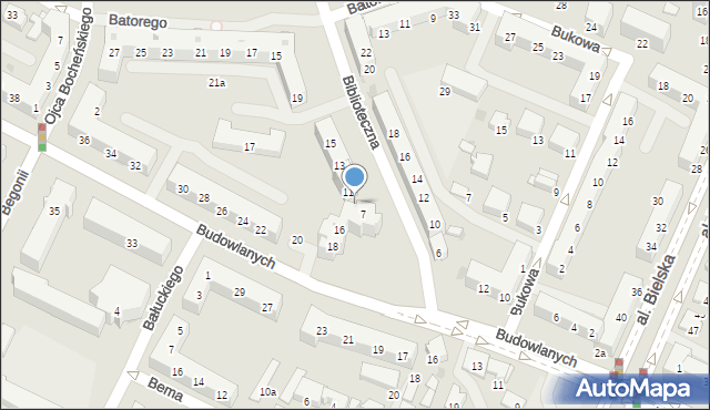 Tychy, Biblioteczna, 9, mapa Tychów