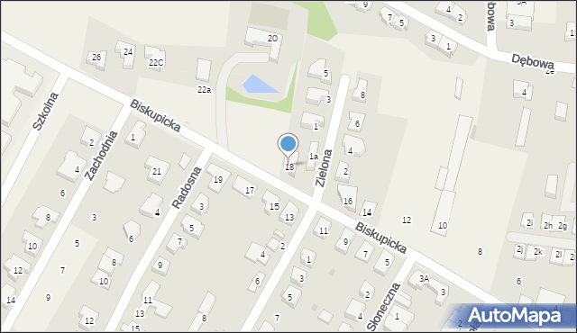 Tyniec Mały, Biskupicka, 18, mapa Tyniec Mały