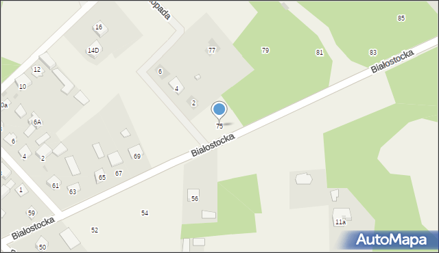 Uhowo, Białostocka, 75, mapa Uhowo