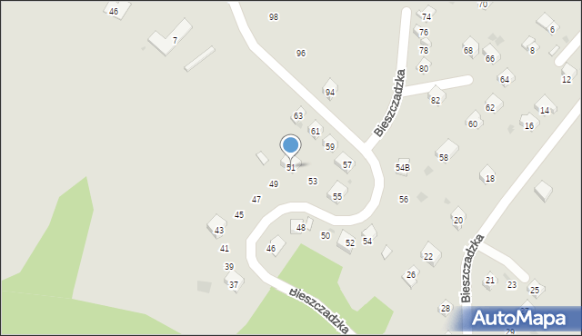 Ustrzyki Dolne, Bieszczadzka, 51, mapa Ustrzyki Dolne