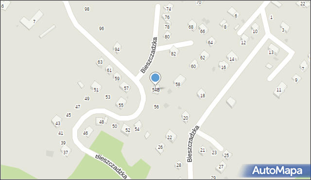 Ustrzyki Dolne, Bieszczadzka, 54B, mapa Ustrzyki Dolne