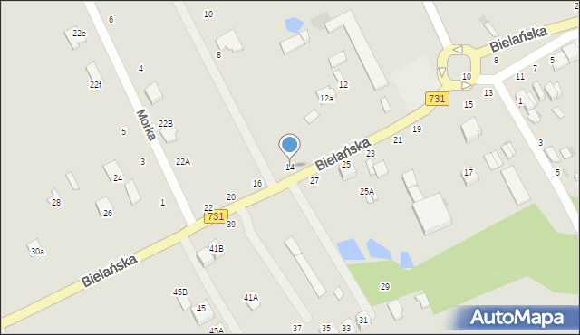 Warka, Bielańska, 14, mapa Warka