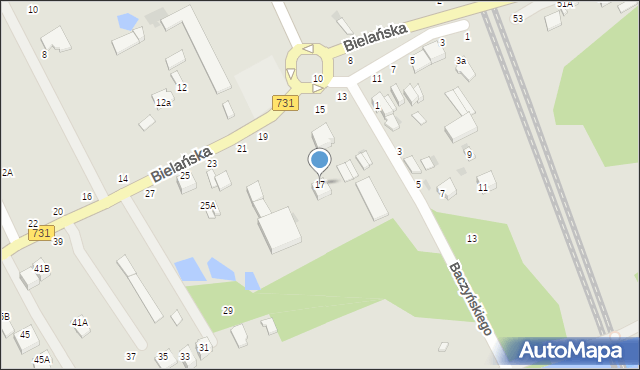 Warka, Bielańska, 17, mapa Warka