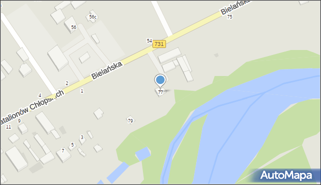 Warka, Bielańska, 77, mapa Warka