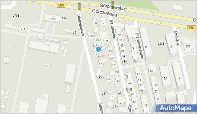 Warszawa, Białowiejska, 22A, mapa Warszawy