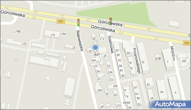 Warszawa, Białowiejska, 26A, mapa Warszawy