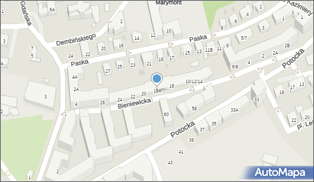 Warszawa, Bieniewicka, 18A, mapa Warszawy