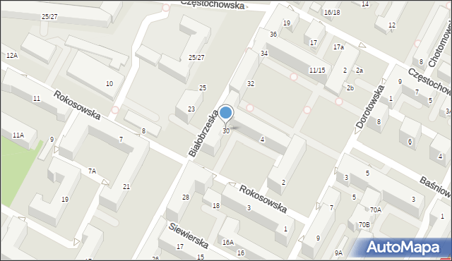 Warszawa, Białobrzeska, 30, mapa Warszawy