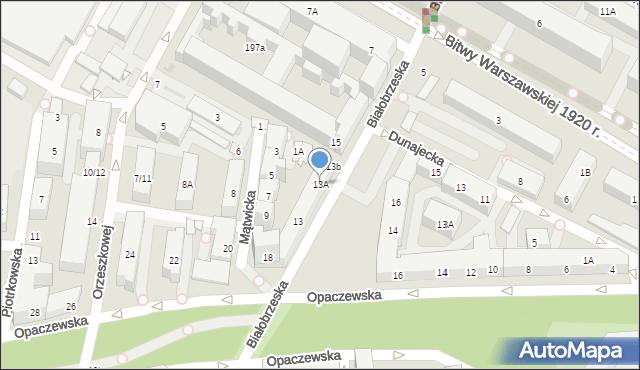 Warszawa, Białobrzeska, 13A, mapa Warszawy