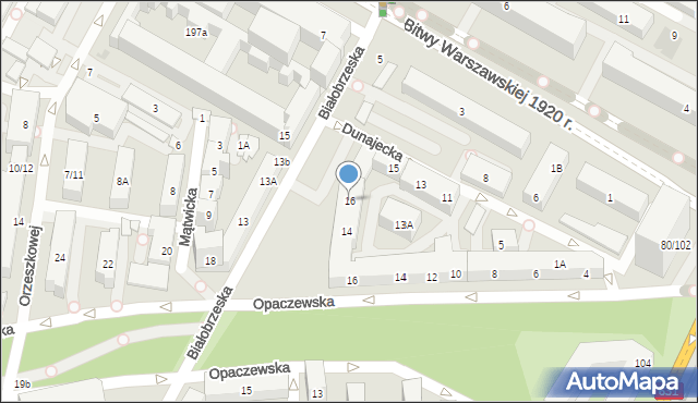 Warszawa, Białobrzeska, 16, mapa Warszawy