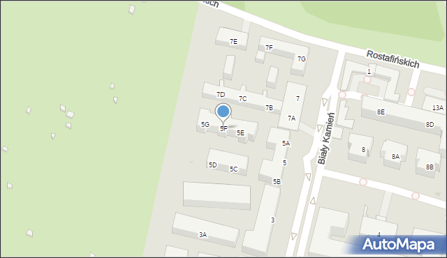 Warszawa, Biały Kamień, 5F, mapa Warszawy