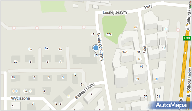 Warszawa, Białej Koniczyny, 15, mapa Warszawy