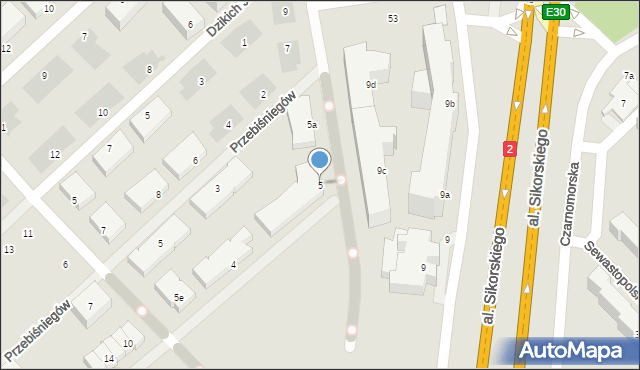 Warszawa, Białej Koniczyny, 5, mapa Warszawy