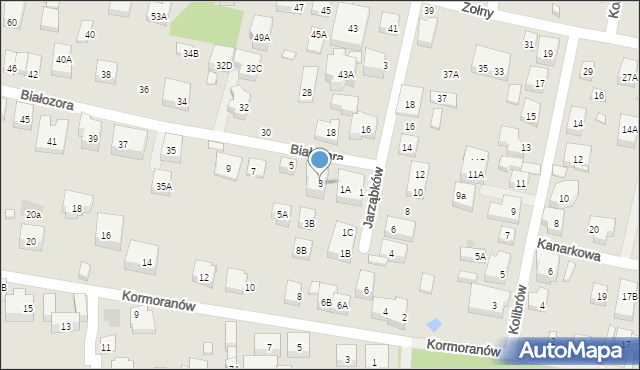 Warszawa, Białozora, 3, mapa Warszawy