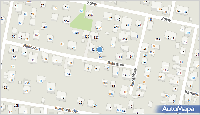 Warszawa, Białozora, 30, mapa Warszawy