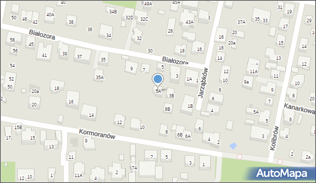 Warszawa, Białozora, 5A, mapa Warszawy