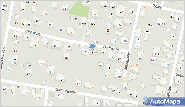 Warszawa, Białozora, 7, mapa Warszawy