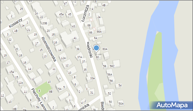 Warszawa, Biedronki, 60b, mapa Warszawy