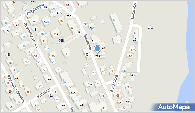 Warszawa, Biedronki, 72A, mapa Warszawy