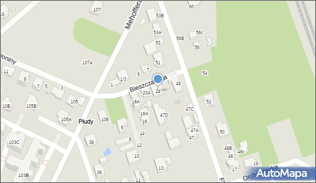 Warszawa, Bieszczadzka, 24, mapa Warszawy