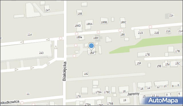 Warszawa, Białołęcka, 184, mapa Warszawy