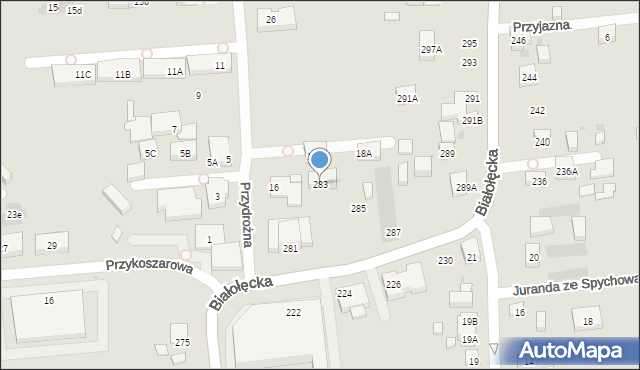 Warszawa, Białołęcka, 283, mapa Warszawy