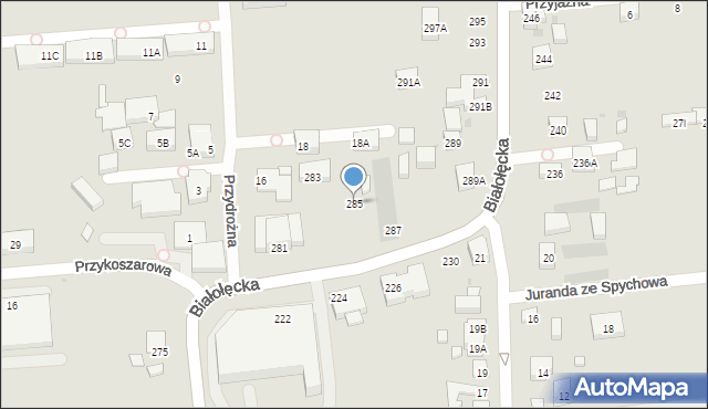 Warszawa, Białołęcka, 285, mapa Warszawy