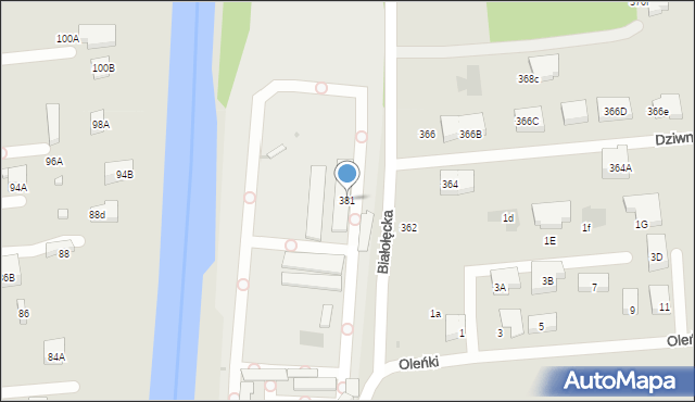 Warszawa, Białołęcka, 381, mapa Warszawy