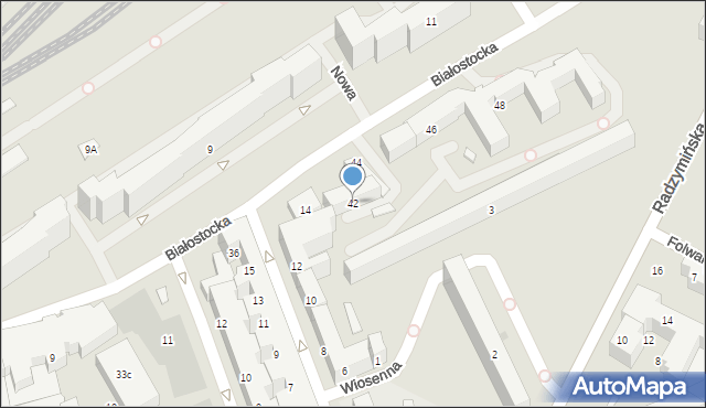 Warszawa, Białostocka, 42, mapa Warszawy
