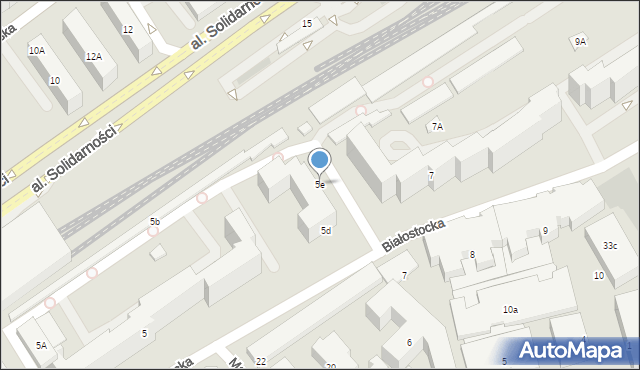 Warszawa, Białostocka, 5e, mapa Warszawy