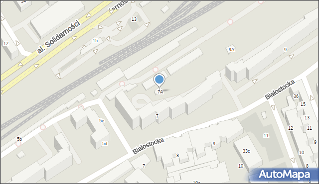 Warszawa, Białostocka, 7A, mapa Warszawy