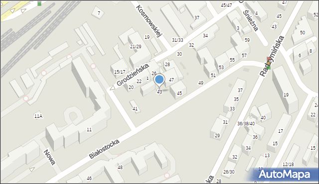 Warszawa, Białostocka, 43, mapa Warszawy