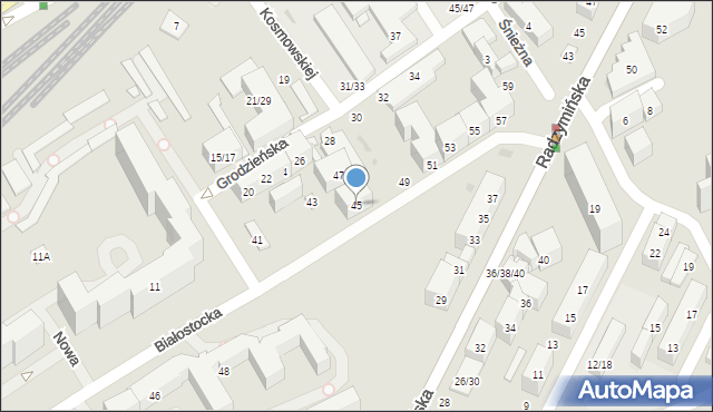 Warszawa, Białostocka, 45, mapa Warszawy