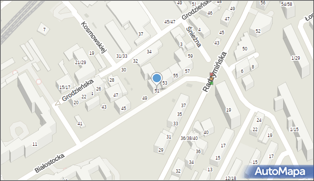 Warszawa, Białostocka, 51, mapa Warszawy