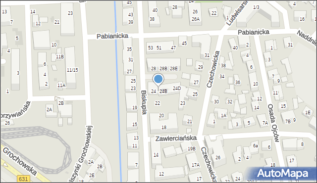 Warszawa, Biskupia, 24A, mapa Warszawy
