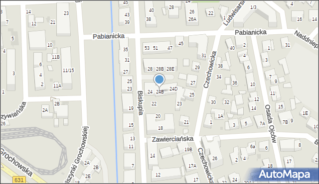 Warszawa, Biskupia, 24B, mapa Warszawy