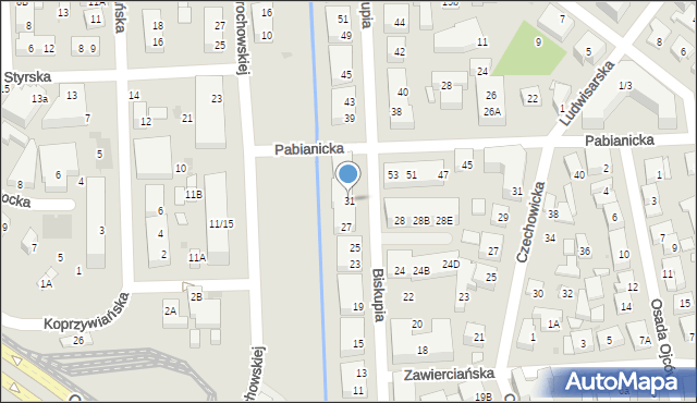Warszawa, Biskupia, 31, mapa Warszawy