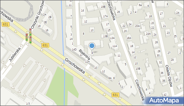 Warszawa, Biskupia, 4, mapa Warszawy