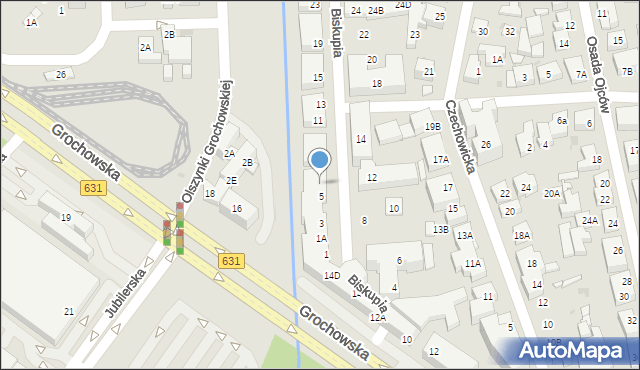 Warszawa, Biskupia, 5A, mapa Warszawy