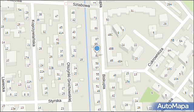 Warszawa, Biskupia, 61, mapa Warszawy