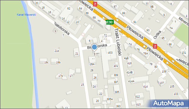 Warszawa, Białoborska, 3, mapa Warszawy