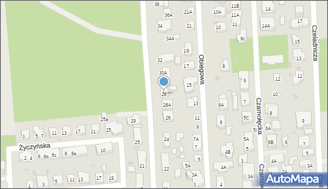 Warszawa, Bielszowicka, 28, mapa Warszawy