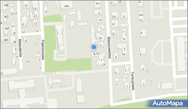 Warszawa, Bielszowicka, 3, mapa Warszawy